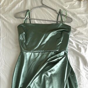 Elegant Green Satin Dress
